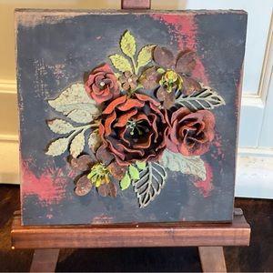 - Rare  Consuela metal flowers Plaque 8”